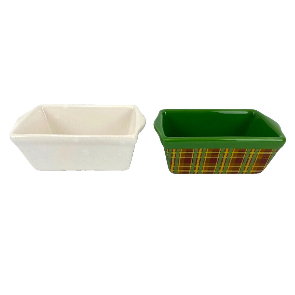 2 Ceramic Mini Loaf Pate Pans 3.5 x 6 Celebrate It Bakeware Cookware
